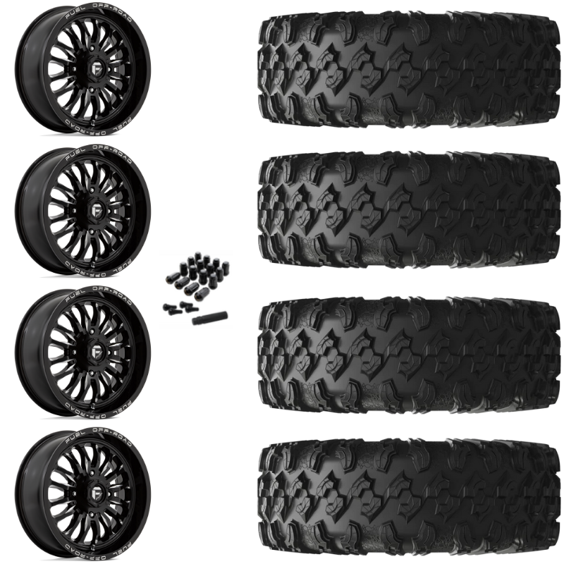 20" Fuel Arc D821 Black Milled UTV Rims & 35" EFX MotoRavage Tires 8 Ply Mounted