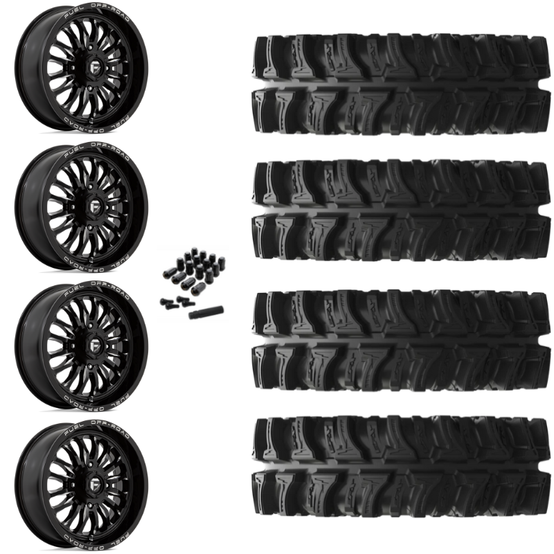 20" Fuel Arc D821 Black Milled UTV Rims & 33" EFX MotoSlayer Tires 6 Ply Mounted