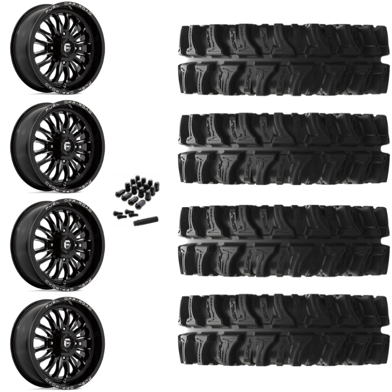 20" Fuel Arc D821 Black Milled UTV Rims & 35" EFX MotoSlayer Tires 6 Ply Mounted