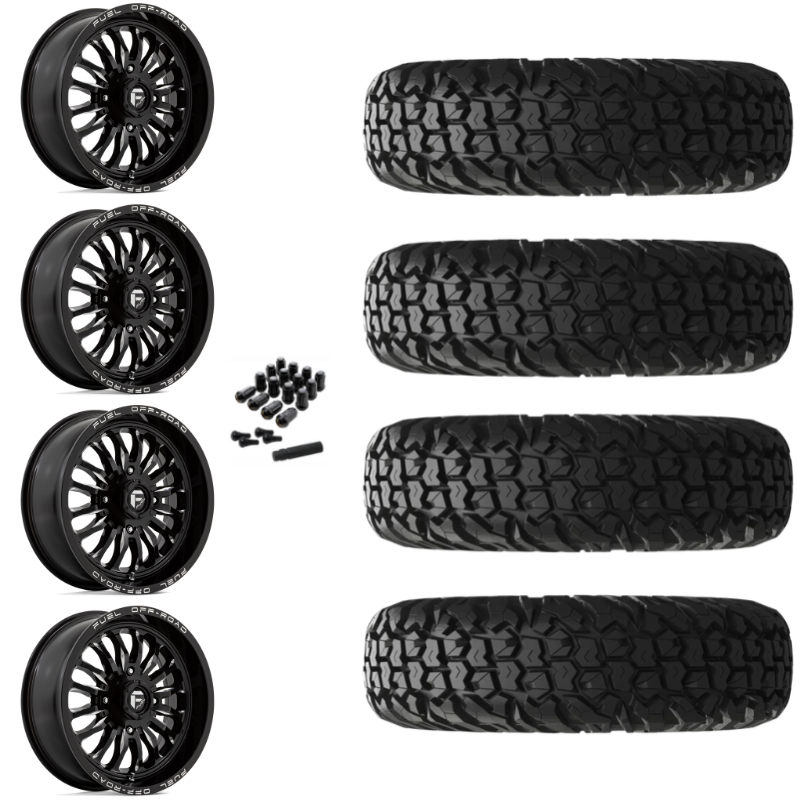 18" Fuel Arc D821 Black Milled UTV Rims & 34" EFX MotoVator Tires 8 Ply Mounted