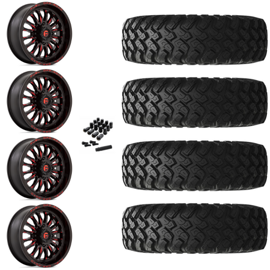 22" Fuel Arc D822 Red Milled UTV Rims & 35" EFX MotoRally Tires 8 Ply Mounted