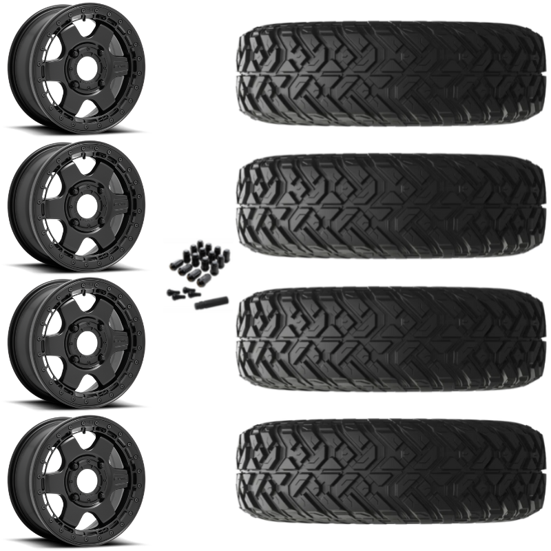 15" Fuel Block D922 Beadlock Black UTV Rims & 32" EFX Gripper R/T-K Tires 10 Ply Mounted
