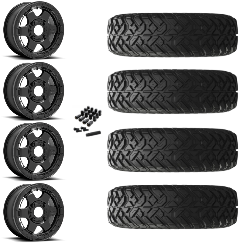 15" Fuel Block D922 Beadlock Black UTV Rims & 32" EFX Gripper R/T Tires 10 Ply Mounted