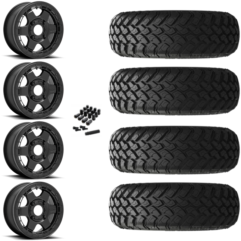 15" Fuel Block D922 Beadlock Black UTV Rims & 32" EFX MotoHammer Tires 8 Ply Mounted