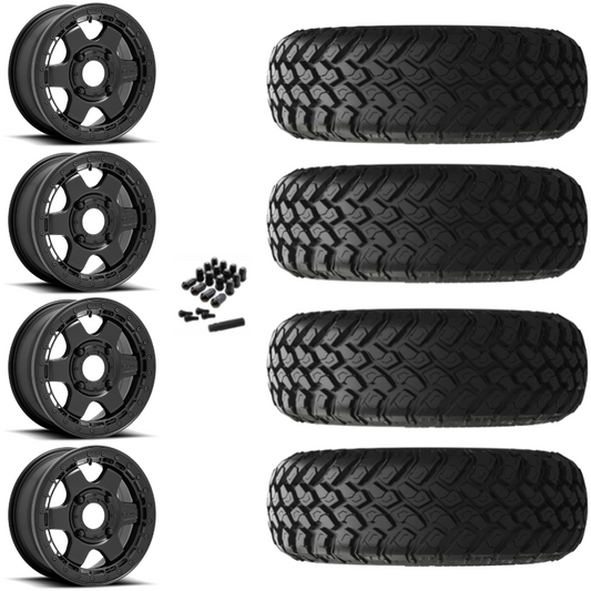 15" Fuel Block D922 Beadlock Black UTV Rims & 32" EFX MotoHammer Tires 8 Ply Mounted