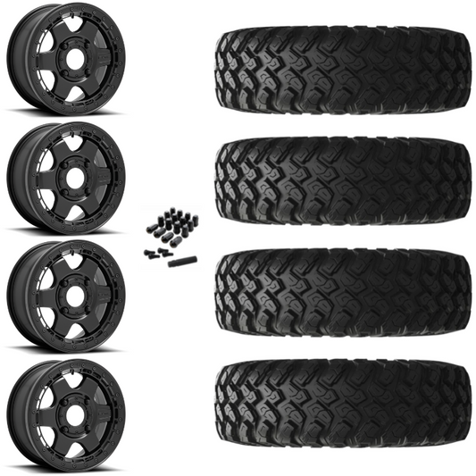 15" Fuel Block D922 Beadlock Black UTV Rims & 30" EFX MotoRally Tires 8 Ply Mounted