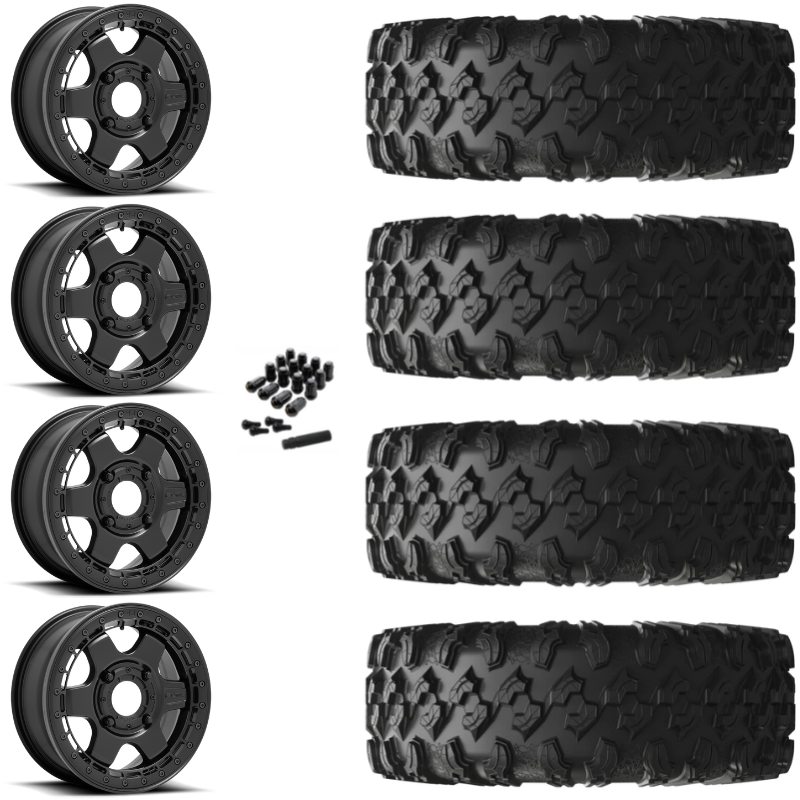 15" Fuel Block D922 Beadlock Black UTV Rims & 30" EFX MotoRavage Tires 8 Ply Mounted