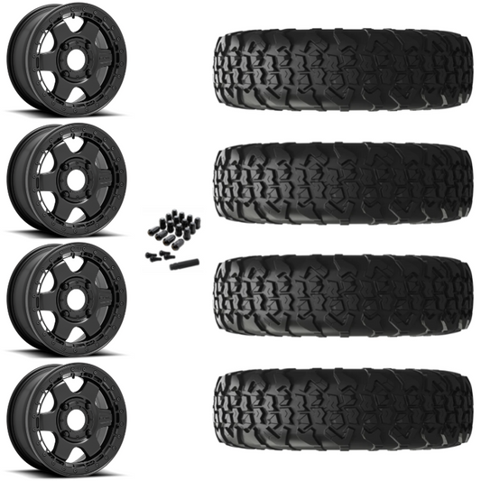 15" Fuel Block D922 Beadlock Black UTV Rims & 32" EFX MotoVator R/T Tires 8 Ply Mounted