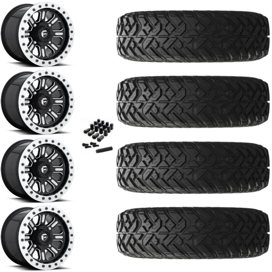 15" Fuel Hardline D910 Beadlock Black Milled UTV Rims & 32" EFX Gripper R/T-K Tires 10 Ply Mounted