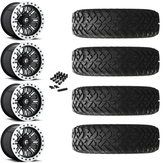15" Fuel Hardline D910 Beadlock Black Milled UTV Rims & 32" EFX Gripper R/T Tires 10 Ply Mounted