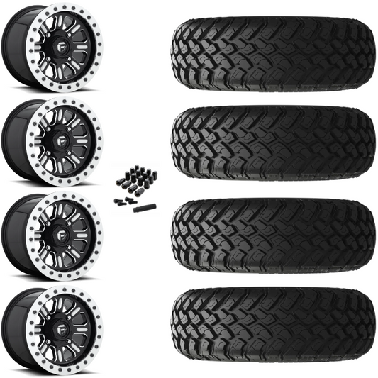 15" Fuel Hardline D910 Beadlock Black Milled UTV Rims & 30" EFX MotoHammer Tires 8 Ply Mounted