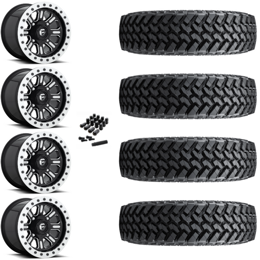 15" Fuel Hardline D910 Beadlock Black Milled UTV Rims & 30" Nitto Trail Grappler SxS Tires 8 Ply Mounted