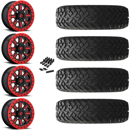 15" Fuel Hardline D911 Beadlock Red UTV Rims & 35" EFX Gripper R/T-K Tires 10 Ply Mounted