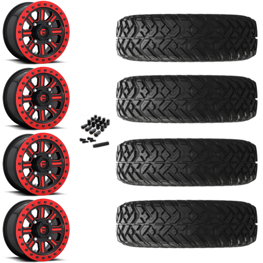 15" Fuel Hardline D911 Beadlock Red UTV Rims & 32" EFX Gripper R/T Tires 10 Ply Mounted