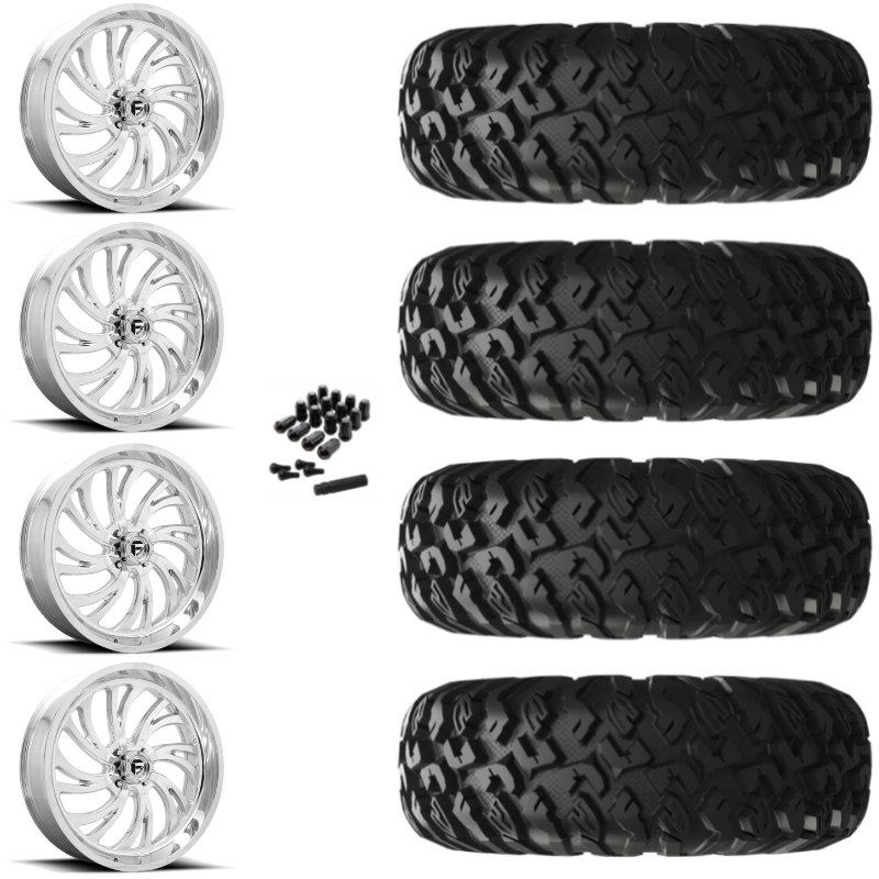 20" Fuel Kompressor D203 Polished UTV Rims & 33" EFX MotoClaw Tires 8 Ply Mounted