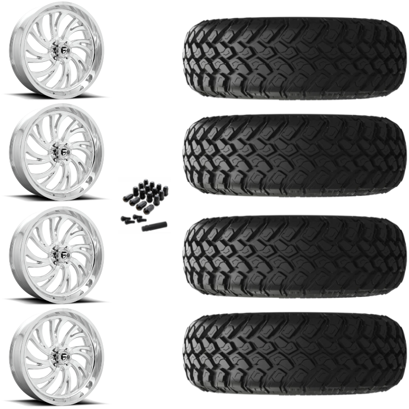 20" Fuel Kompressor D203 Polished UTV Rims & 34" EFX MotoHammer Tires 8 Ply Mounted