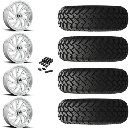 20" Fuel Kompressor D203 Polished UTV Rims & 34" EFX MotoHammer Tires 8 Ply Mounted