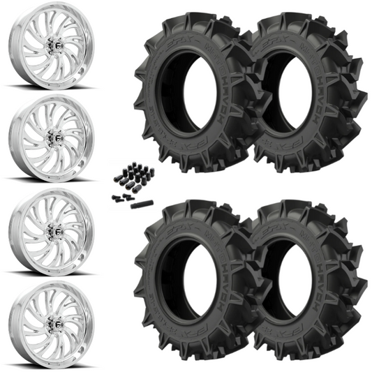 20" Fuel Kompressor D203 Polished UTV Rims & 33" EFX MotoHavok Tires 6 Ply Mounted