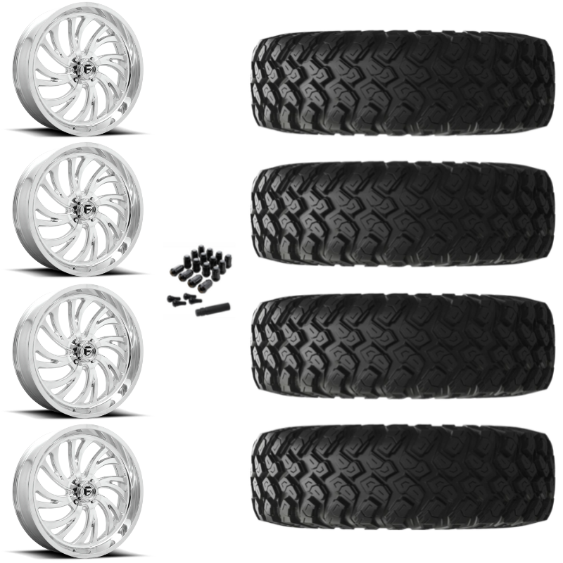 22" Fuel Kompressor D203 Polished UTV Rims & 35" EFX MotoRally Tires 8 Ply Mounted