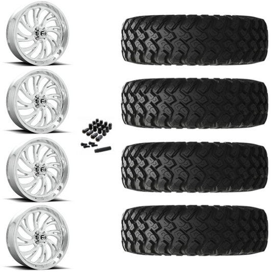 22" Fuel Kompressor D203 Polished UTV Rims & 35" EFX MotoRally Tires 8 Ply Mounted