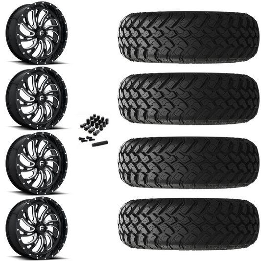18" Fuel Kompressor D641 Black Milled UTV Rims & 33" EFX MotoHammer Tires 8 Ply Mounted