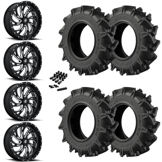 20" Fuel Kompressor D641 Black Milled UTV Rims & 35" EFX MotoHavok Tires 6 Ply Mounted