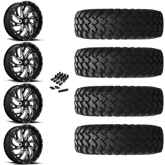 18" Fuel Kompressor D641 Black Milled UTV Rims & 35" EFX MotoRally Tires 8 Ply Mounted