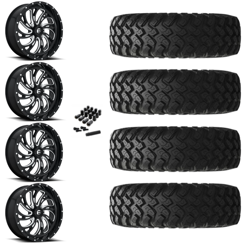 22" Fuel Kompressor D641 Black Milled UTV Rims & 35" EFX MotoRally Tires 8 Ply Mounted