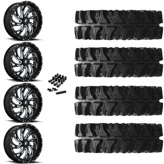 18" Fuel Kompressor D641 Black Milled UTV Rims & 32" EFX MotoSlayer Tires 6 Ply Mounted