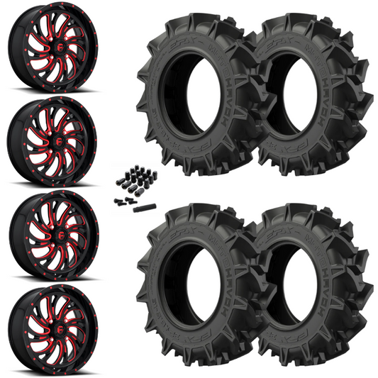 18" Fuel Kompressor D642 Red Black UTV Rims & 32" EFX MotoHavok Tires 6 Ply Mounted