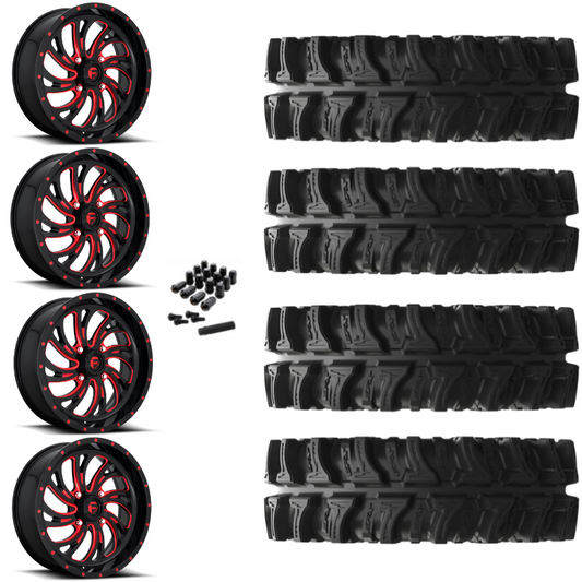 18" Fuel Kompressor D642 Red Black UTV Rims & 32" EFX MotoSlayer Tires 6 Ply Mounted