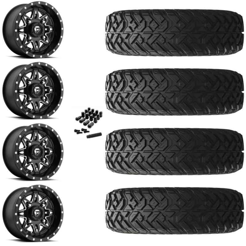 14" Fuel Lethal D567 Black Milled UTV Rims & 32" EFX Gripper R/T-K Tires 10 Ply Mounted