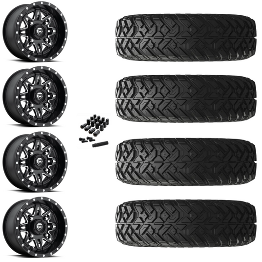 14" Fuel Lethal D567 Black Milled UTV Rims & 28" EFX Gripper R/T Tires 10 Ply Mounted
