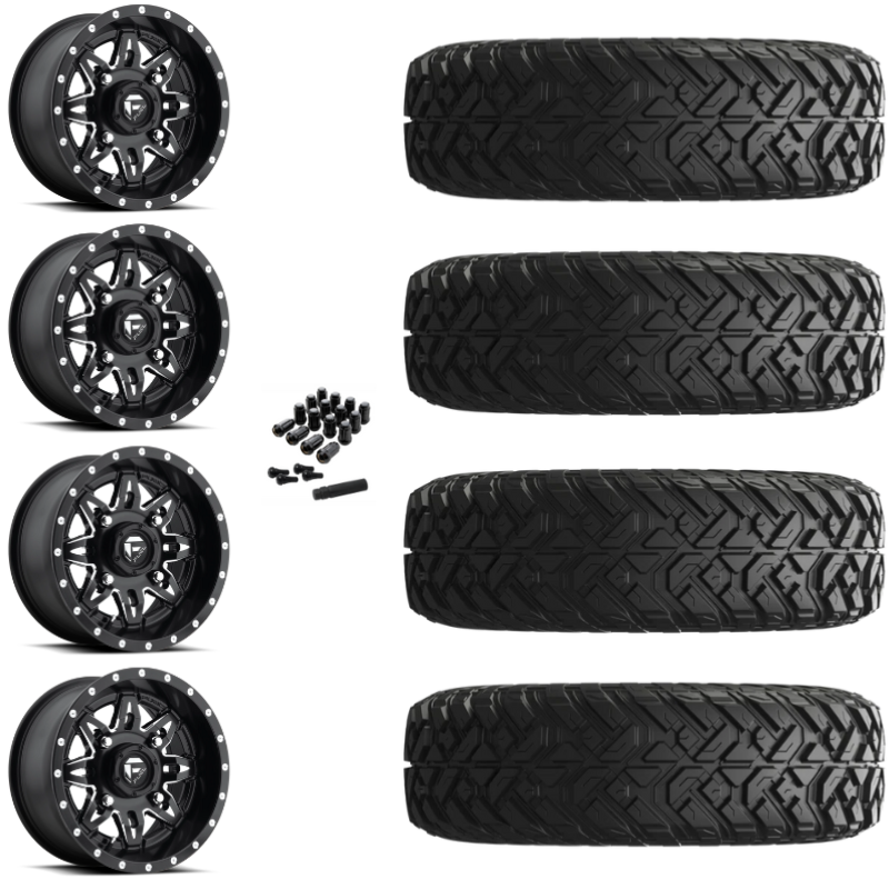 15" Fuel Lethal D567 Black Milled UTV Rims & 30" EFX Gripper Standard Tires 8 Ply Mounted