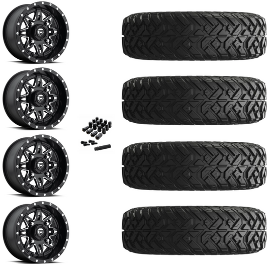 15" Fuel Lethal D567 Black Milled UTV Rims & 30" EFX Gripper Standard Tires 8 Ply Mounted