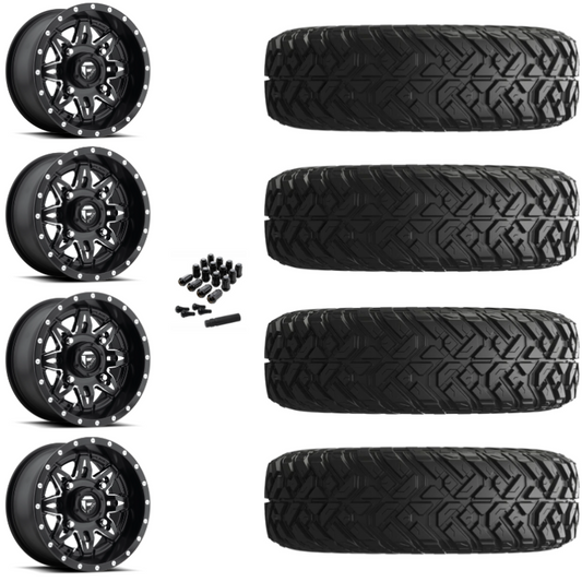 14" Fuel Lethal D567 Black Milled UTV Rims & 30" EFX Gripper Standard Tires 8 Ply Mounted