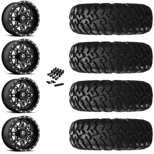15" Fuel Lethal D567 Black Milled UTV Rims & 28" EFX MotoClaw Tires 8 Ply Mounted