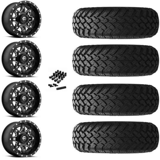 15" Fuel Lethal D567 Black Milled UTV Rims & 30" EFX MotoHammer Tires 8 Ply Mounted