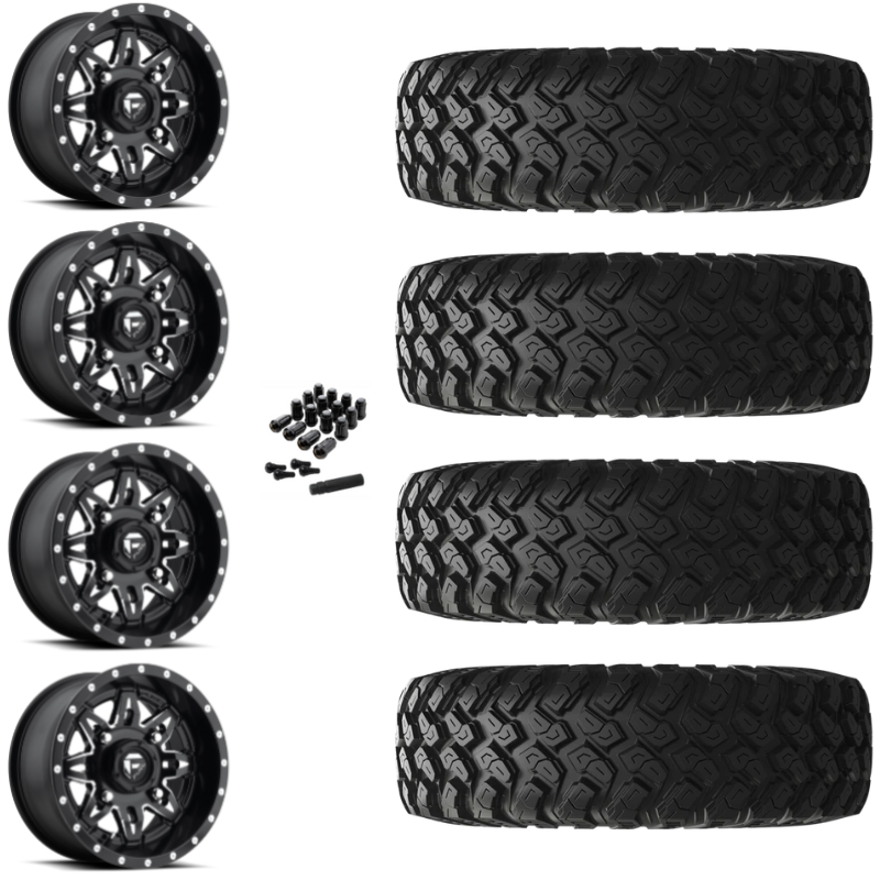 14" Fuel Lethal D567 Black Milled UTV Rims & 28" EFX MotoRally Tires 8 Ply Mounted