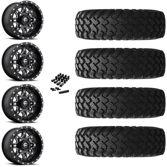 14" Fuel Lethal D567 Black Milled UTV Rims & 28" EFX MotoRally Tires 8 Ply Mounted