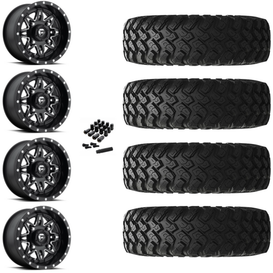 15" Fuel Lethal D567 Black Milled UTV Rims & 32" EFX MotoRally Tires 8 Ply Mounted