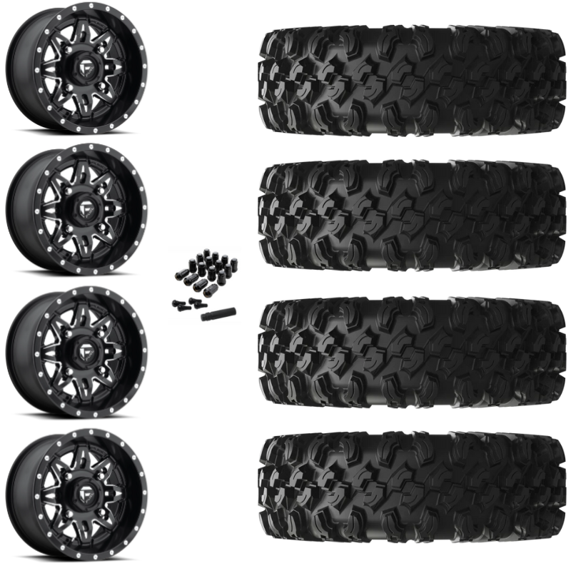 14" Fuel Lethal D567 Black Milled UTV Rims & 30" EFX MotoRavage XL Tires 8 Ply Mounted