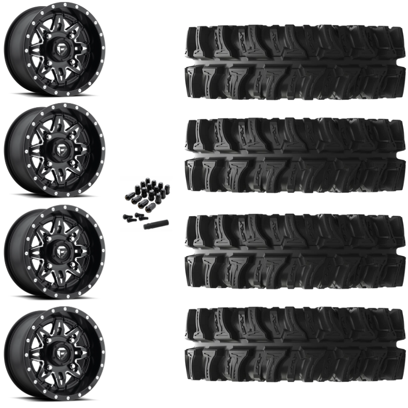 14" Fuel Lethal D567 Black Milled UTV Rims & 30" EFX MotoSlayer Tires 6 Ply Mounted