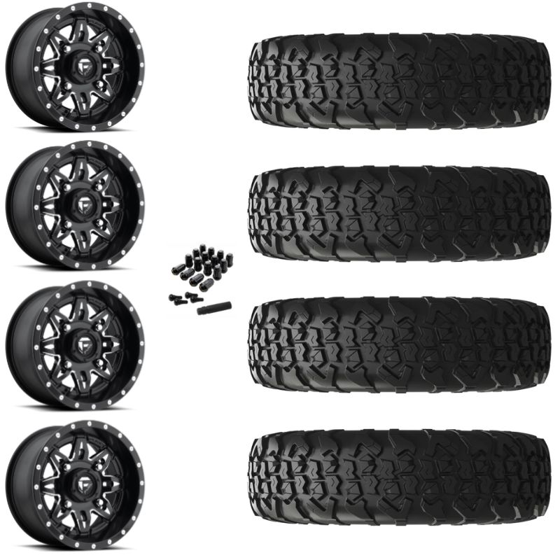 15" Fuel Lethal D567 Black Milled UTV Rims & 35" EFX MotoVator R/T Tires 8 Ply Mounted