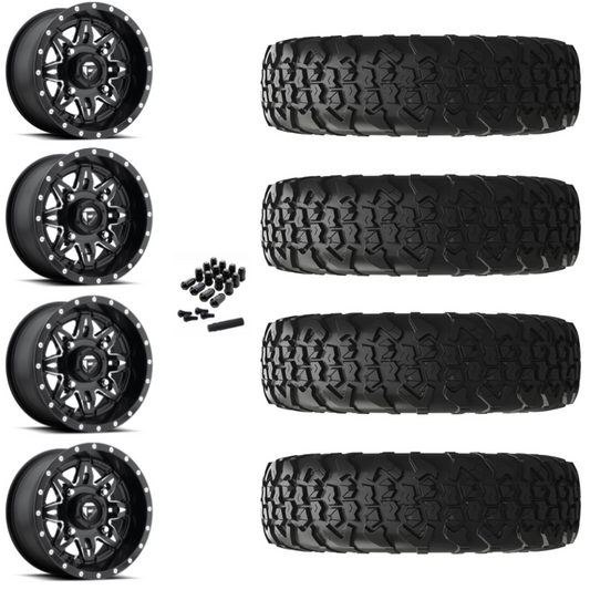 15" Fuel Lethal D567 Black Milled UTV Rims & 35" EFX MotoVator R/T Tires 8 Ply Mounted
