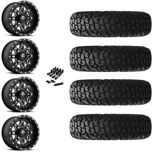 14" Fuel Lethal D567 Black Milled UTV Rims & 32" EFX MotoVator Tires 8 Ply Mounted