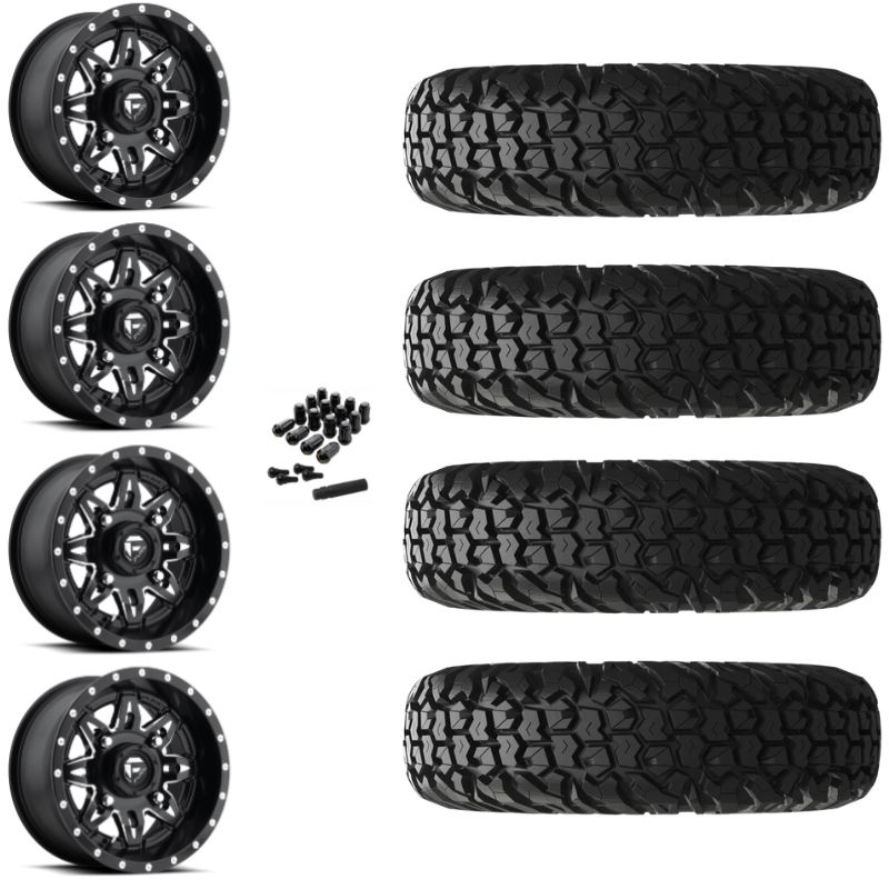 15" Fuel Lethal D567 Black Milled UTV Rims & 30" EFX MotoVator Tires 8 Ply Mounted