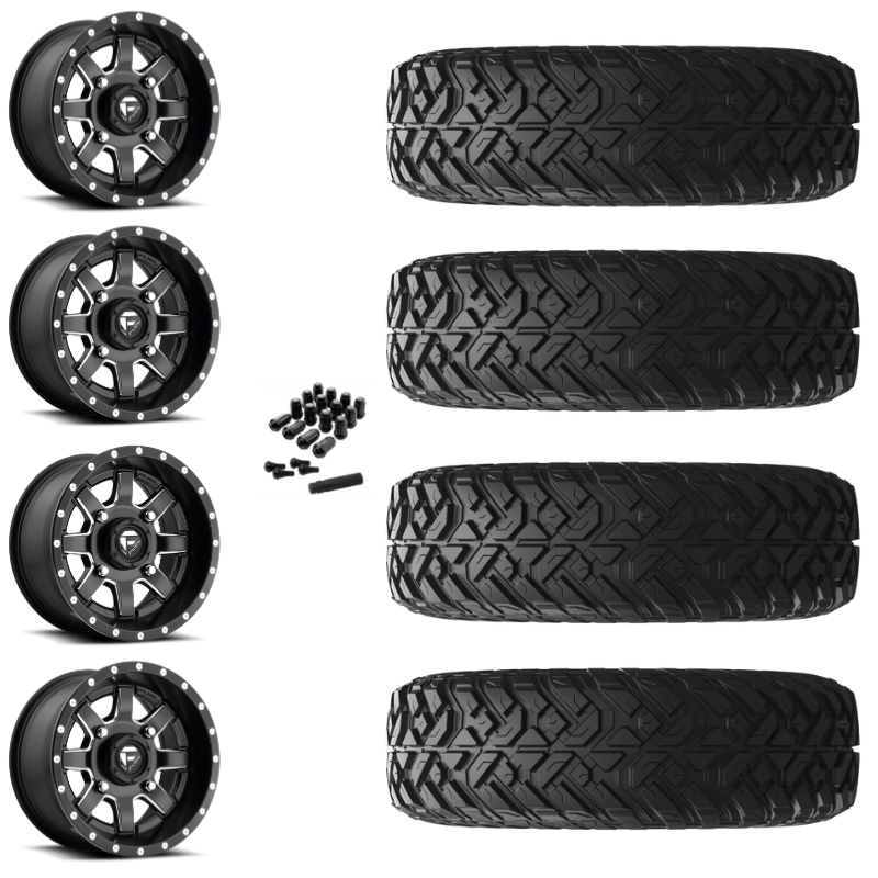 14" Fuel Maverick D538 Black Milled UTV Rims & 28" EFX Gripper R/T Tires 10 Ply Mounted