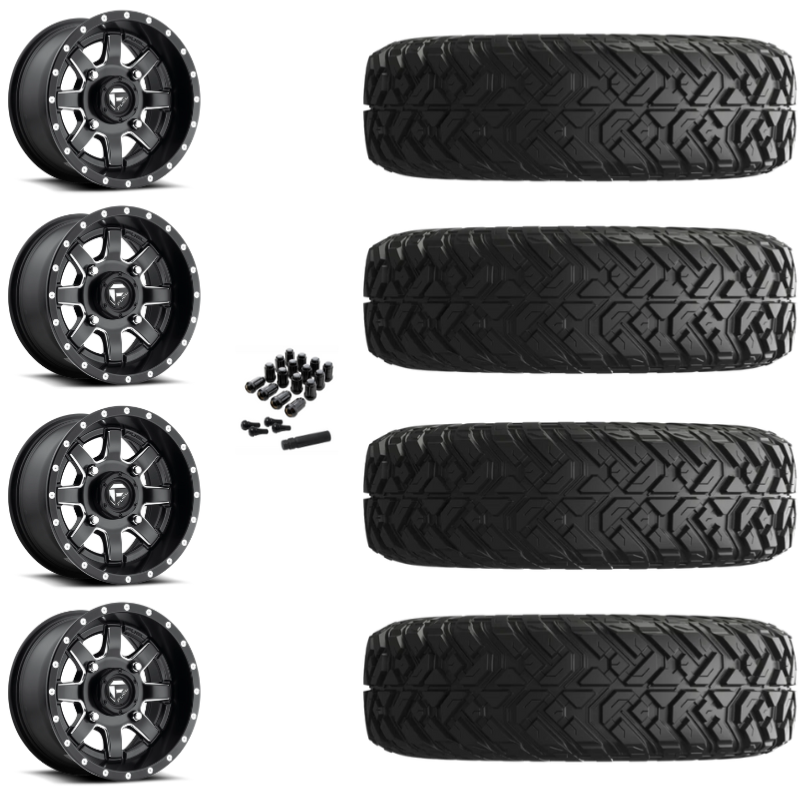 14" Fuel Maverick D538 Black Milled UTV Rims & 28" EFX Gripper Standard Tires 8 Ply Mounted