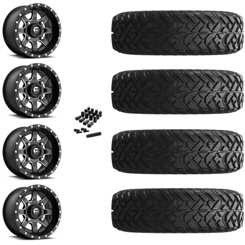 15" Fuel Maverick D538 Black Milled UTV Rims & 30" EFX Gripper Standard Tires 8 Ply Mounted